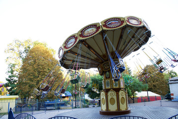 Children's carousel in an amusement park, an amusement park.