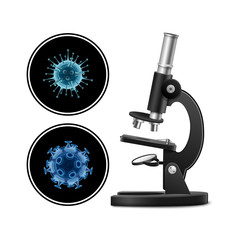 Microscope with bacteria vector illustration isolated on white background. Virus concept. Microscope virus close up.
