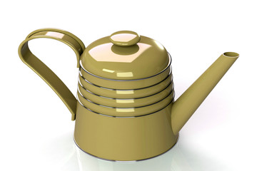 Enamelled metal teapot for making fresh tea. 3D render