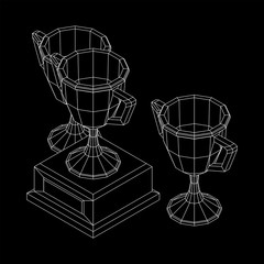 Obraz na płótnie Canvas Winner trophy cup. Award concept. Wireframe low poly mesh vector illustration