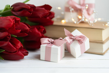 A small box with jewelry. Best gift for any holiday. Fashion trend. Charm bracelet.