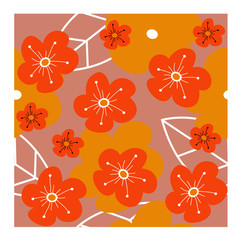 Seamless pattern with orange flowers