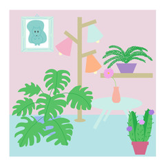 Indoor of a little house illustration