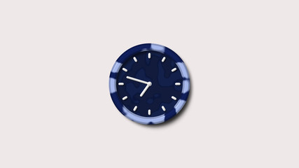 Blue dark 3d clock icon,wall clock icon,counting down 3d clock icon