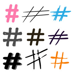 Set of hashtags icon. hand drawn hashtags vector illustration