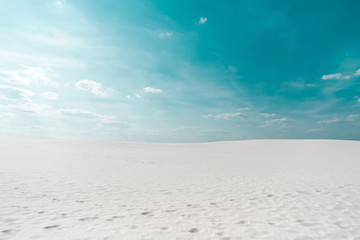 beautiful clean beach with white sand and blue sky with white clouds - Powered by Adobe