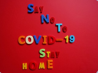 layout of colored letters on the topic of coronavirus- covid-19