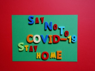 layout of colored letters on the topic of coronavirus- covid-19