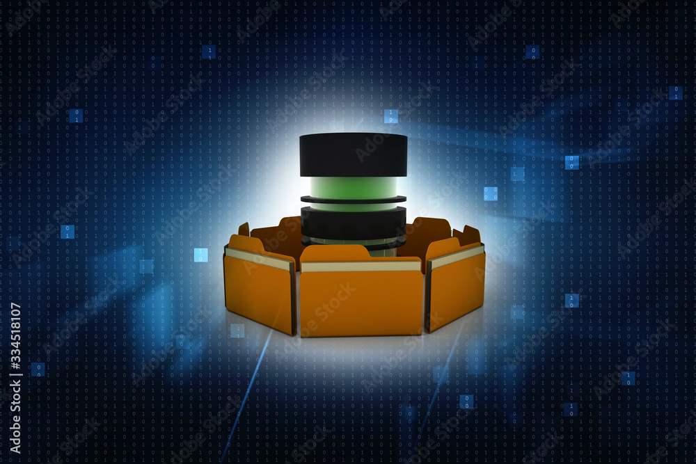 Poster 3d rendering folder connected to database