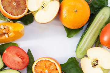 Collage of vegetables and fruits