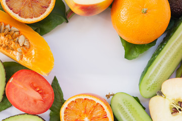 Collage of vegetables and fruits