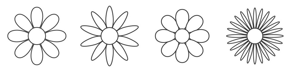 Flowers linear icons set. Vector illustration.