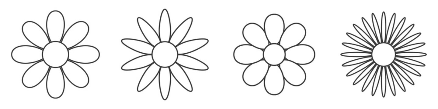 Flowers linear icons set. Vector illustration.