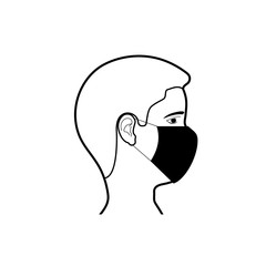 icon man in a protective mask vector illustration