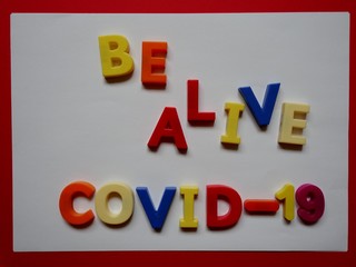 layout of colored letters on the topic of coronavirus- covid-19