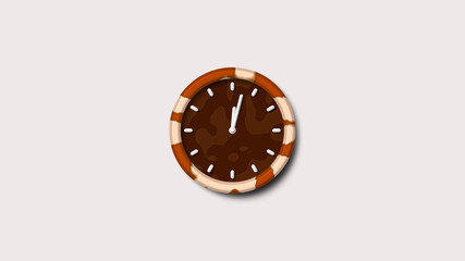 Clock icon on white background,brown dark 3d clock icon,army design clock icon