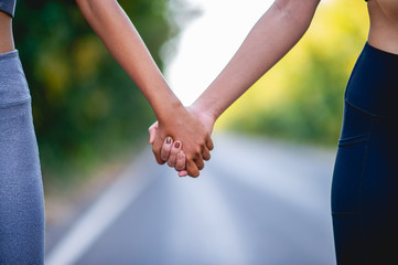 Holding hands with each other is an expression of love. Love concept