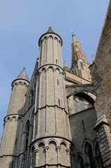 Fototapeta na wymiar Church tower in Brugge
