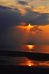 Golden sunset with clouds