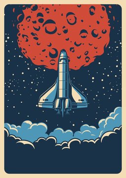 Vintage space colorful poster