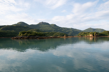 Fototapeta na wymiar View of Geographic Harbor in Katmai, Alaska on a summer day