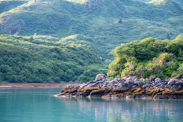 Fototapeta premium View of Geographic Harbor in Katmai, Alaska on a summer day