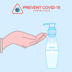 and sanitizers. Alcohol rub sanitizers kill most bacteria, fungi and stop some viruses such as coronavirus. Hygiene product. Sanitizer bottle and wall mounted container. Covid-19 spread prevention.