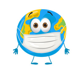 Scared Earth Planet using mask because of coronavirus pandemic