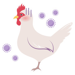 鳥インフルエンザに罹った鶏のイラスト