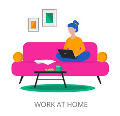 Work at Home concept, modern flat design vector illustration