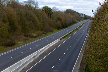 Empty A303 in the direction of Warminster in Wiltshire, South West on 31 March 2020