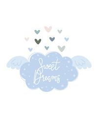 Vector hand drawn poster for nursery decoration with cute cloud and lovely slogan