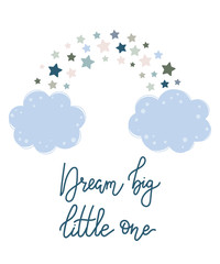 Vector hand drawn poster for nursery decoration with cute cloud and lovely slogan