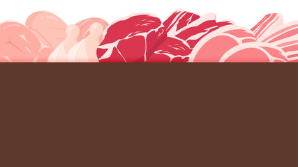 Obraz premium 生肉のフレーム_鶏肉_牛肉_豚肉_上_16:9