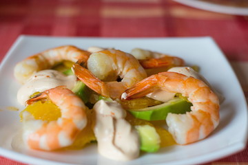 fresh seafood salad with shrimps