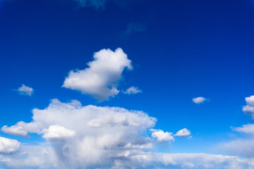 blue sky with white clouds on a clear Sunny day. photo for the banner. space for text
