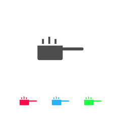 Hot cooking pot icon flat.