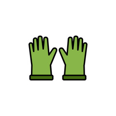 Gardening gloves. Filled color icon. Clothes vector illustration