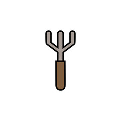 Gardening rake. Filled color icon. Tool vector illustration