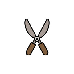 Gardening shears. Filled color icon. Tool vector illustration