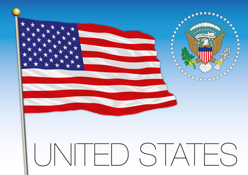 United States of America official national flag and coat of arms, USA, vector illustration