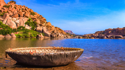 Coracle Boat Ride at Hampi India