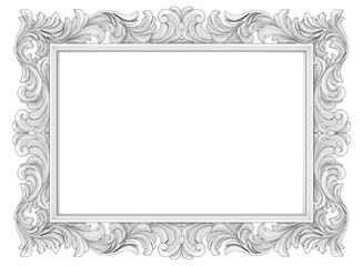rectangular carved vintage photo frame black and white pencil drawing