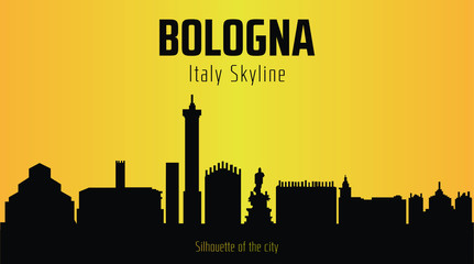 Bologna Italy city silhouette and yellow background. Bologna Italy Skyline. © buraktumler