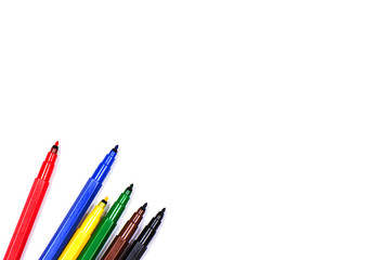 Colorful marker pen set on isolated background with clipping path. Vivid highlighter and blank space for your design or montage.