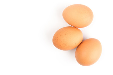 Brown chicken eggs, isolated on white background.