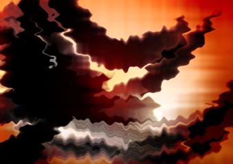 Abstract background with warm dark orange, black and white colors, distorted with water ripples effect, containing soft natural textures