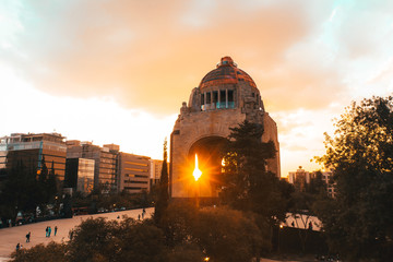 Obraz premium View from the drone of the streets and houses of the metropolis in Mexico City