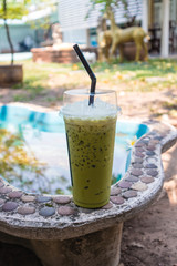 Iced green tea in glass