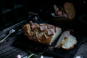 Wheat flour bread on the table